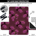 Purple Japanese Amaryllis Pattern Print Loveseat Protector