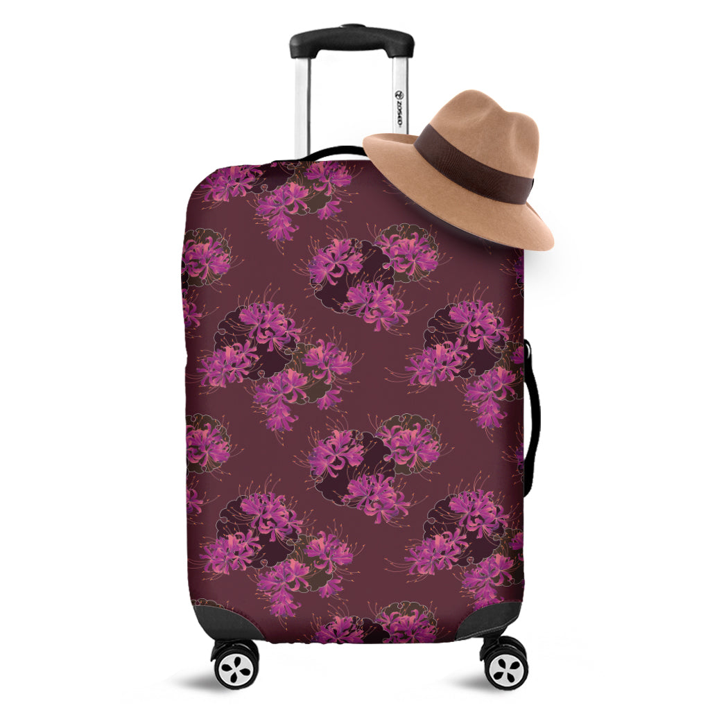 Purple Japanese Amaryllis Pattern Print Luggage Cover