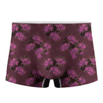 Purple Japanese Amaryllis Pattern Print Men's Boxer Briefs