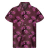 Purple Japanese Amaryllis Pattern Print Men's Short Sleeve Shirt