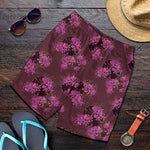 Purple Japanese Amaryllis Pattern Print Men's Shorts