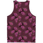 Purple Japanese Amaryllis Pattern Print Men's Tank Top