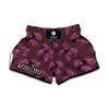 Purple Japanese Amaryllis Pattern Print Muay Thai Boxing Shorts