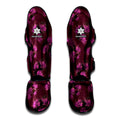 Purple Japanese Amaryllis Pattern Print Muay Thai Shin Guards