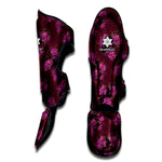 Purple Japanese Amaryllis Pattern Print Muay Thai Shin Guard