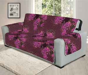 Purple Japanese Amaryllis Pattern Print Oversized Sofa Protector