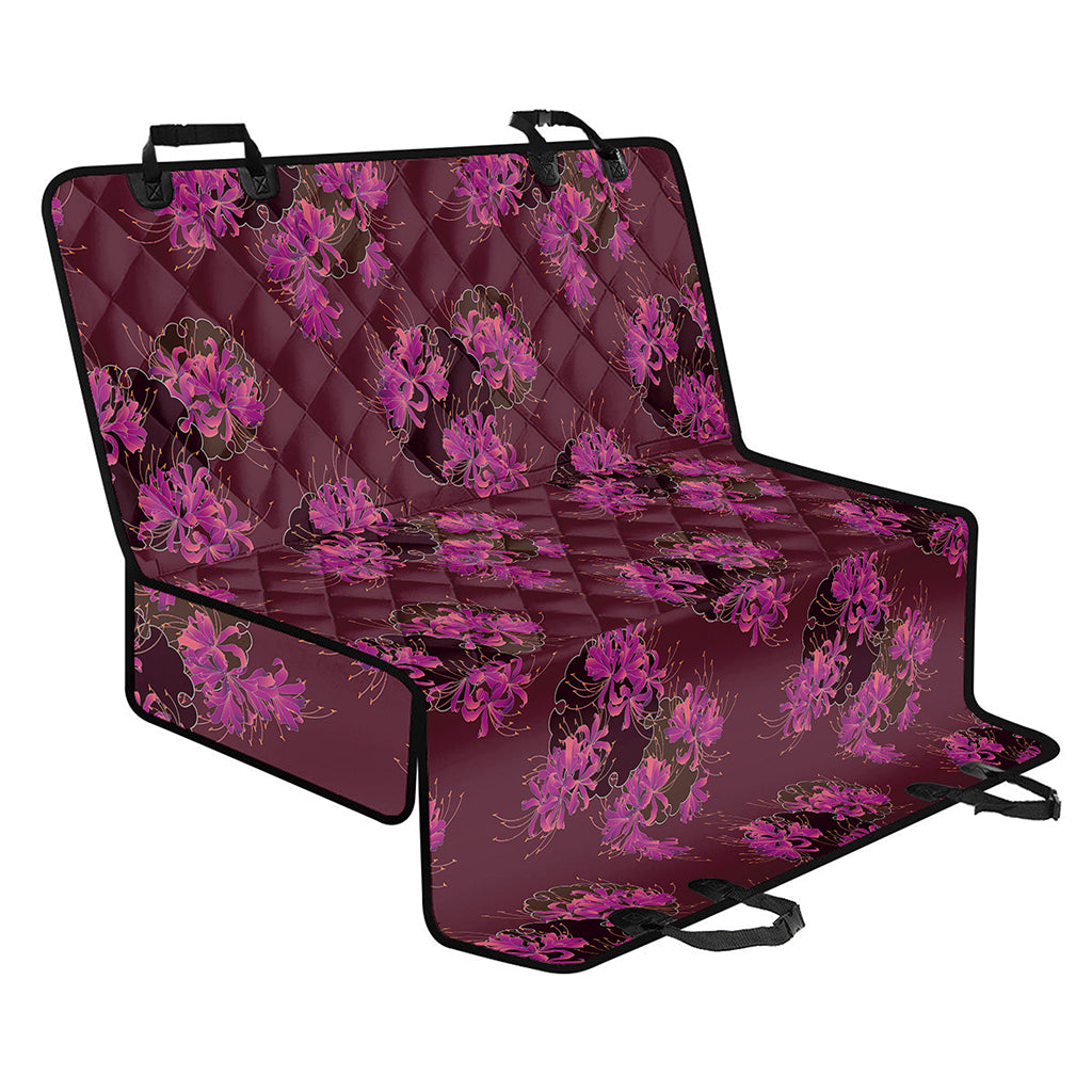 Purple Japanese Amaryllis Pattern Print Pet Car Back Seat Cover