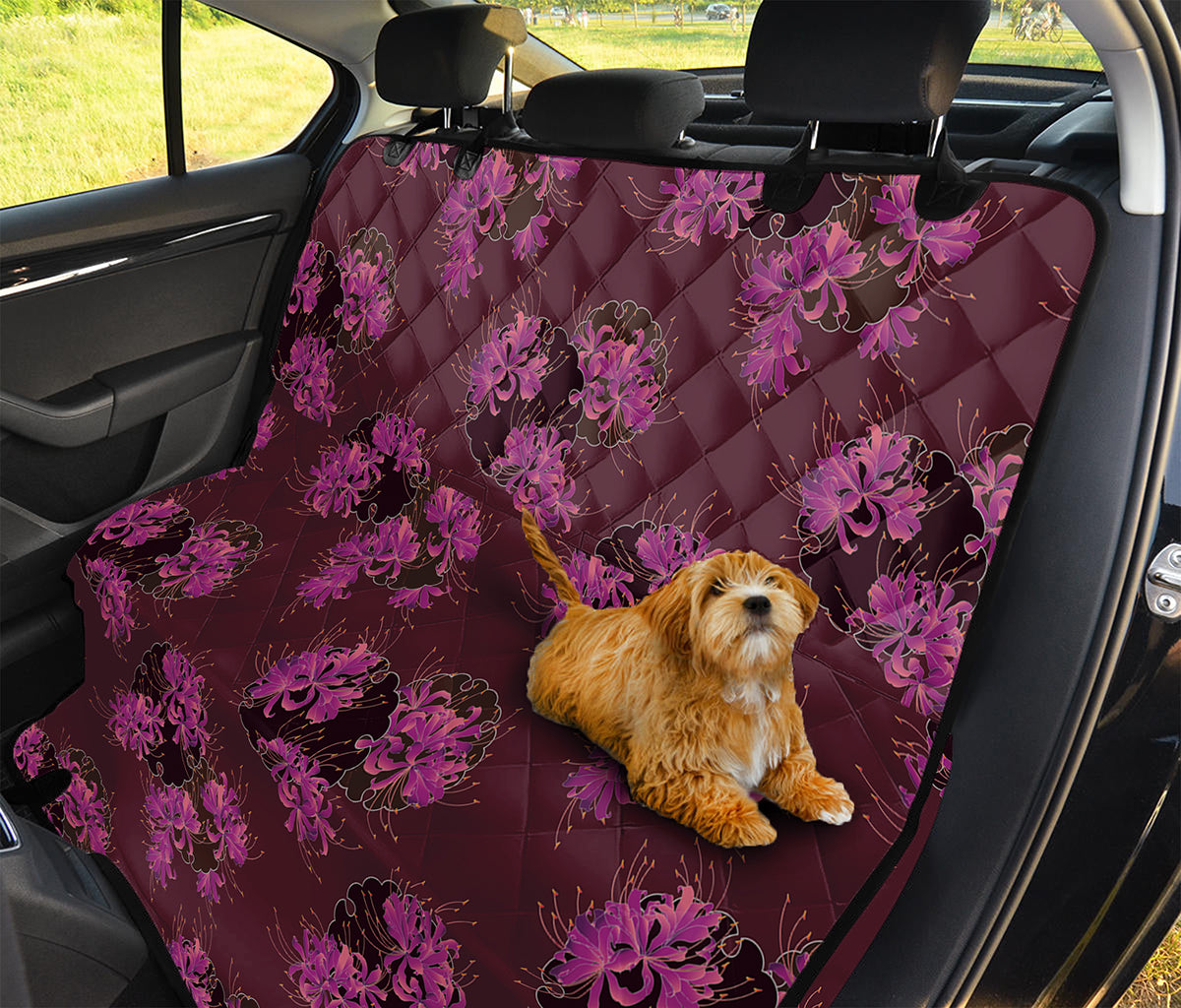 Purple Japanese Amaryllis Pattern Print Pet Car Back Seat Cover