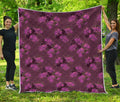 Purple Japanese Amaryllis Pattern Print Quilt