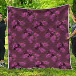 Purple Japanese Amaryllis Pattern Print Quilt