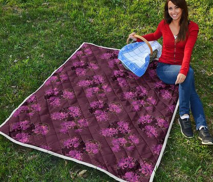 Purple Japanese Amaryllis Pattern Print Quilt