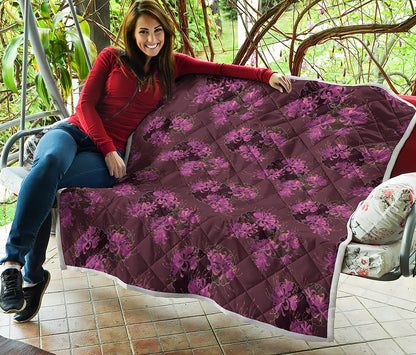 Purple Japanese Amaryllis Pattern Print Quilt
