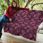 Purple Japanese Amaryllis Pattern Print Quilt