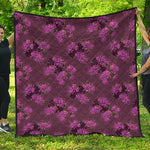 Purple Japanese Amaryllis Pattern Print Quilt