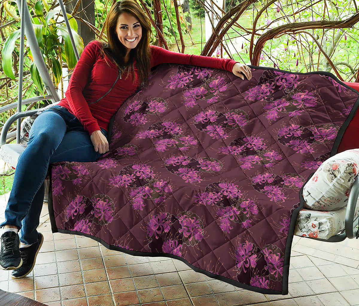 Purple Japanese Amaryllis Pattern Print Quilt