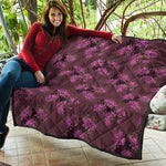Purple Japanese Amaryllis Pattern Print Quilt