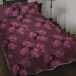Purple Japanese Amaryllis Pattern Print Quilt Bed Set