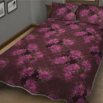 Purple Japanese Amaryllis Pattern Print Quilt Bed Set