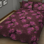 Purple Japanese Amaryllis Pattern Print Quilt Bed Set