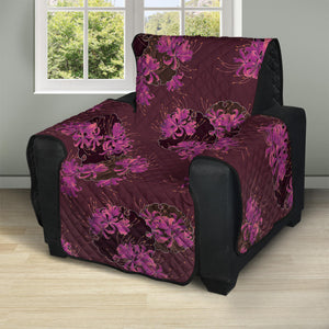 Purple Japanese Amaryllis Pattern Print Recliner Protector