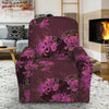 Purple Japanese Amaryllis Pattern Print Recliner Slipcover