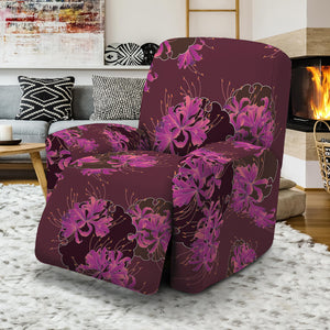 Purple Japanese Amaryllis Pattern Print Recliner Slipcover