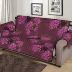 Purple Japanese Amaryllis Pattern Print Sofa Protector