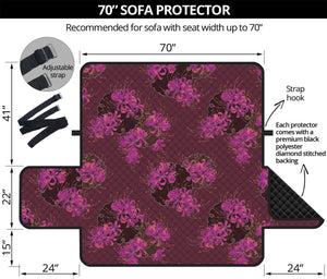 Purple Japanese Amaryllis Pattern Print Sofa Protector