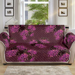 Purple Japanese Amaryllis Pattern Print Sofa Protector