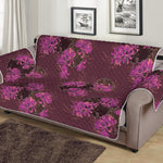 Purple Japanese Amaryllis Pattern Print Sofa Protector