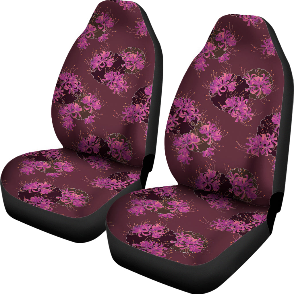 Purple Japanese Amaryllis Pattern Print Universal Fit Car Seat Covers