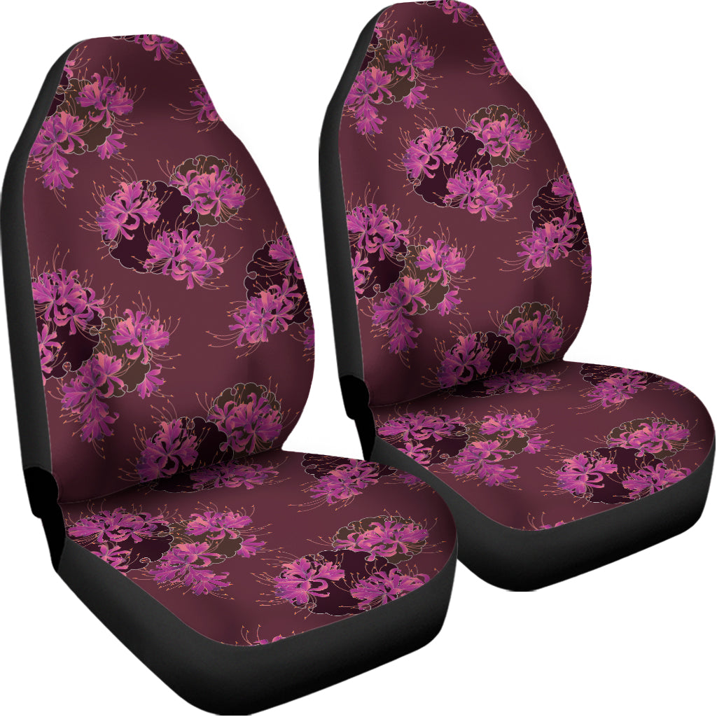 Purple Japanese Amaryllis Pattern Print Universal Fit Car Seat Covers