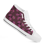 Purple Japanese Amaryllis Pattern Print White High Top Shoes