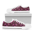 Purple Japanese Amaryllis Pattern Print White Low Top Sneakers