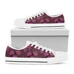 Purple Japanese Amaryllis Pattern Print White Low Top Shoes