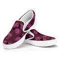 Purple Japanese Amaryllis Pattern Print White Slip On Sneakers