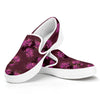 Purple Japanese Amaryllis Pattern Print White Slip On Shoes