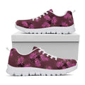 Purple Japanese Amaryllis Pattern Print White Running Shoes