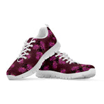 Purple Japanese Amaryllis Pattern Print White Sneakers