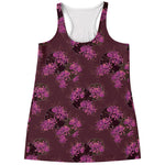 Purple Japanese Amaryllis Pattern Print Women's Racerback Tank Top