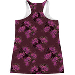 Purple Japanese Amaryllis Pattern Print Women's Racerback Tank Top