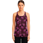 Purple Japanese Amaryllis Pattern Print Women's Racerback Tank Top