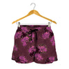 Purple Japanese Amaryllis Pattern Print Women's Shorts
