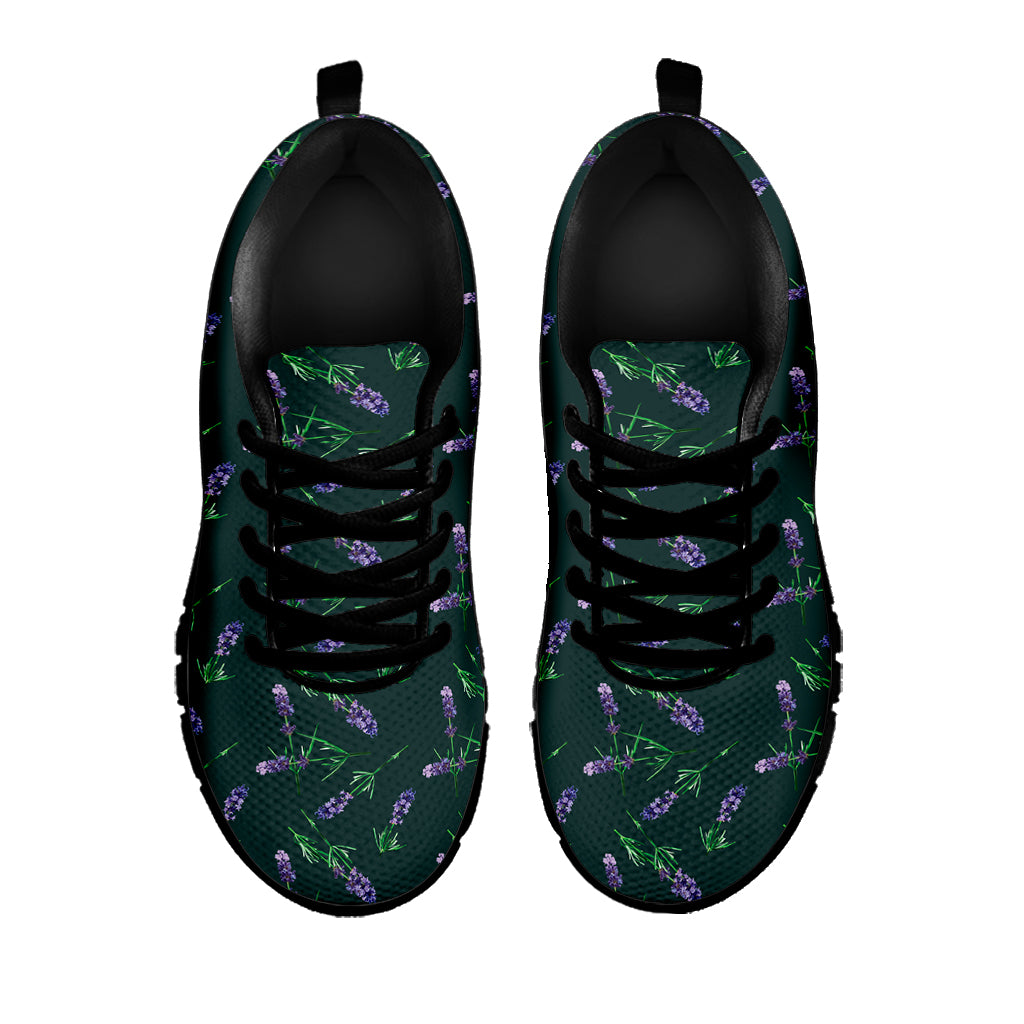 Purple Lavender Pattern Print Black Sneakers