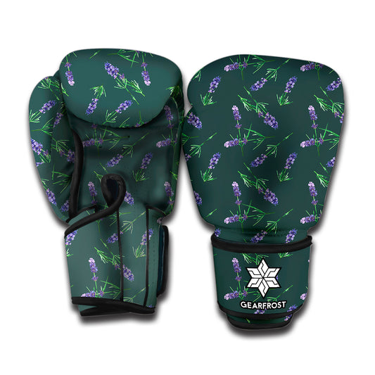 Purple Lavender Pattern Print Boxing Gloves