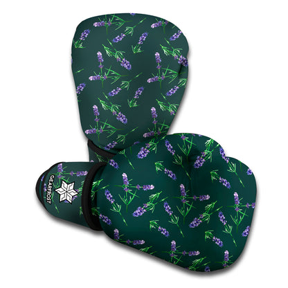 Purple Lavender Pattern Print Boxing Gloves