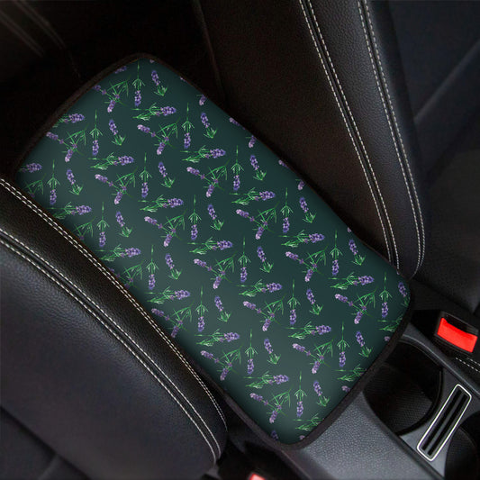 Purple Lavender Pattern Print Car Center Console Cover