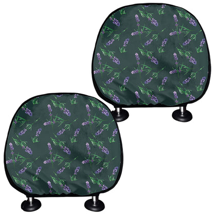 Purple Lavender Pattern Print Car Headrest Covers