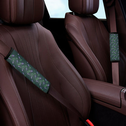 Purple Lavender Pattern Print Car Seat Belt Covers