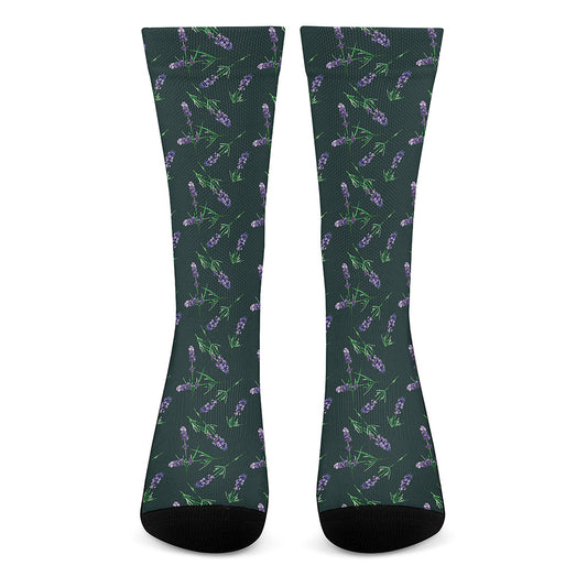 Purple Lavender Pattern Print Crew Socks